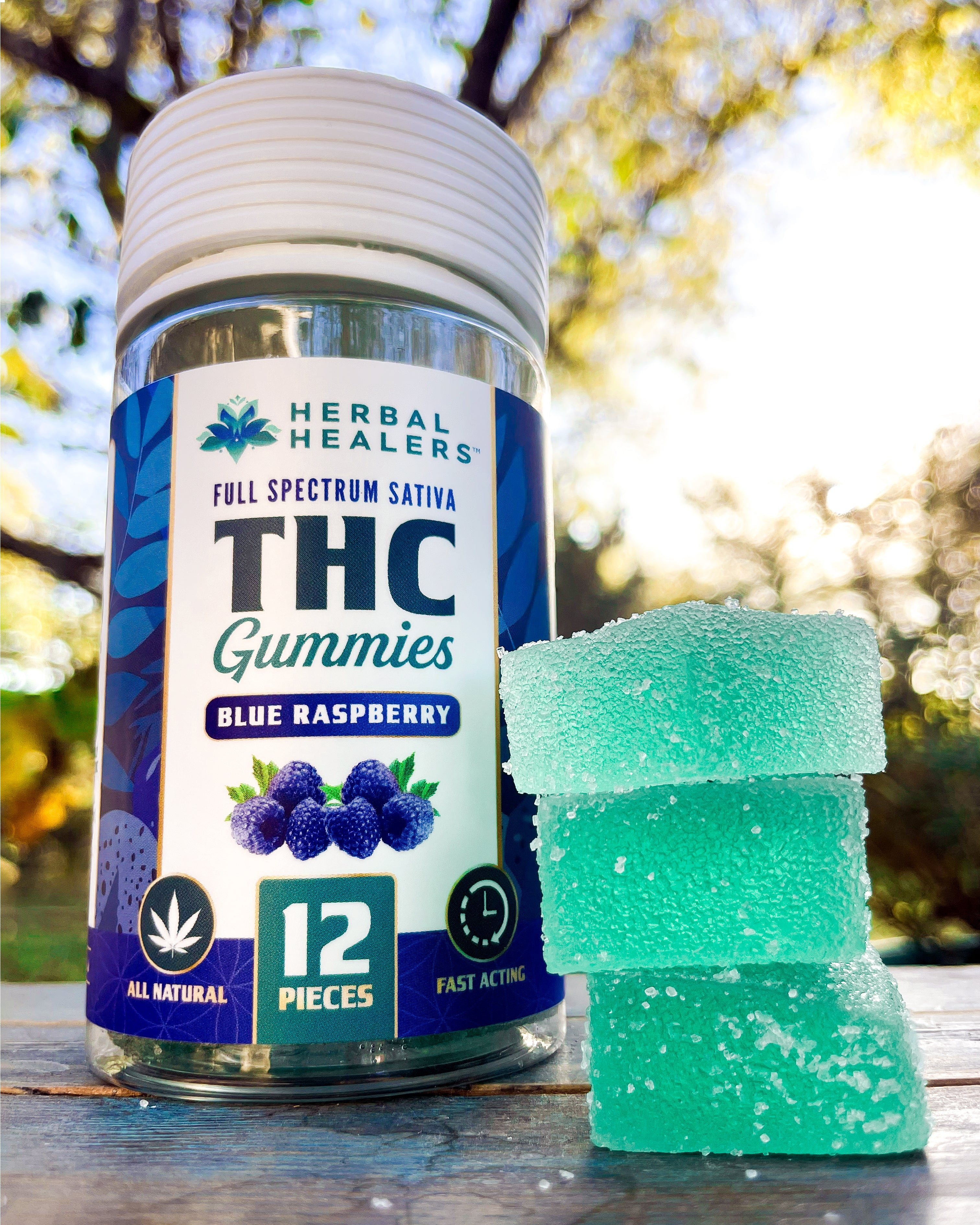 Blue Raspberry Sativa Gummies - 30mg - - 12ct