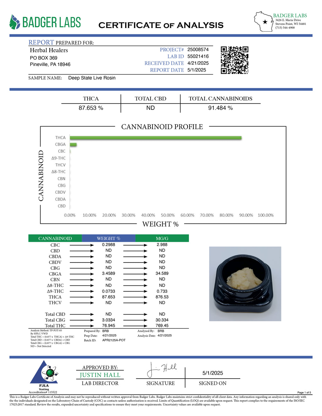 Deep State Live Rosin (87.65% THCA)