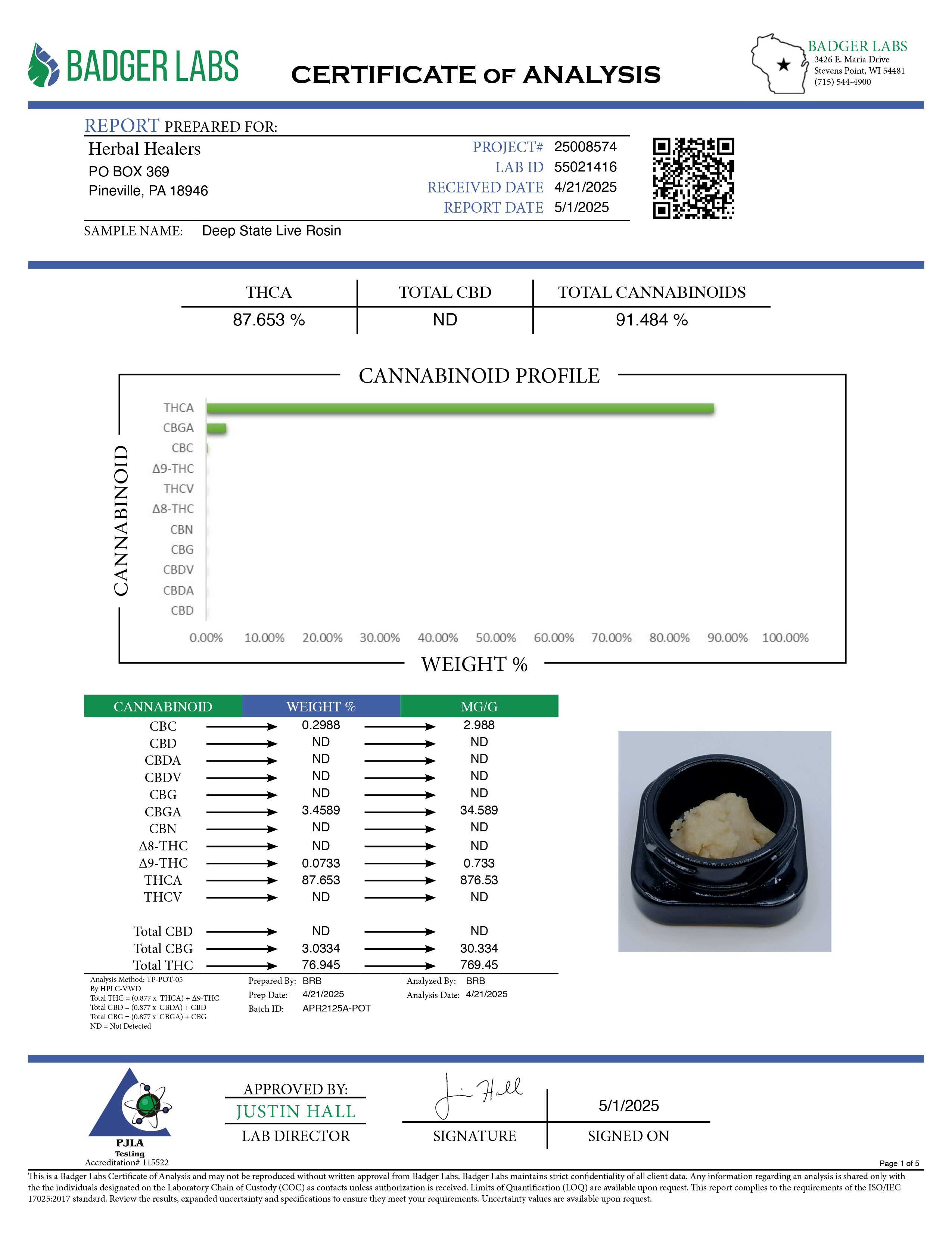 Deep State Live Rosin (87.65% THCA)