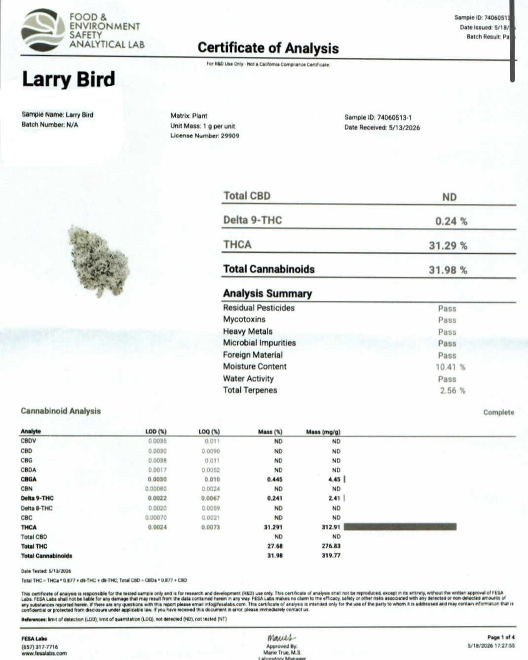 Larry Bird Indoor (Hybrid-31.29% THCA)