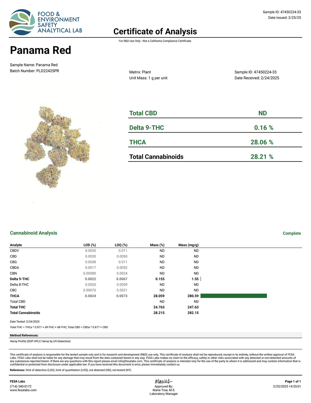 Panama Red (Sativa - 28.06% THCA)