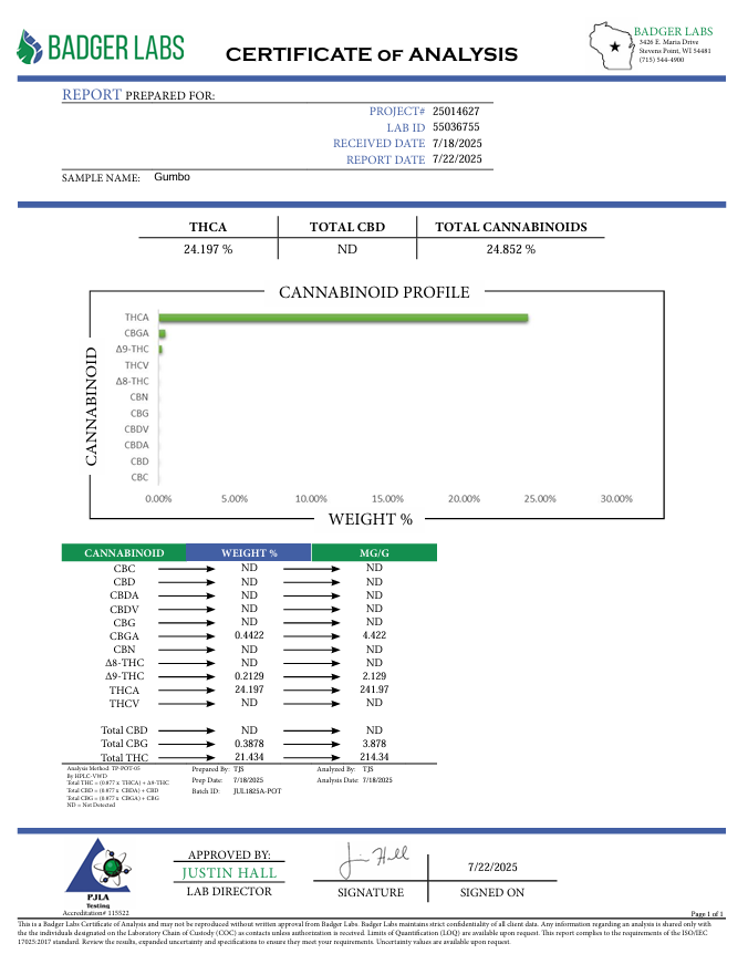 Gumbo (Indica - 24.49% THCA)